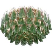 Metropolitan Verla Crest 11 Light 31" Wide Flush Mount Ceiling Fixture Legacy Brass / Green