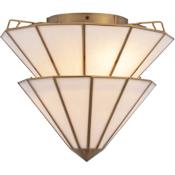 Metropolitan Jaxen 3 Light 18" Wide Semi-Flush Ceiling Fixture with Frosted Glass Shades Legacy Brass