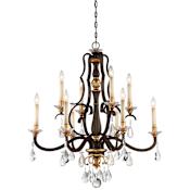 Metropolitan Chateau Nobles 10 Light 34" Wide Two Tier Candle Style Chandelier with Crystal Accents Raven Bronze with Sunburst Gold Highlights