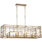 Metropolitan Edgemont Park 8 Light 41" Wide Linear Chandelier with Clear Textured Glass Pandora Gold Leaf