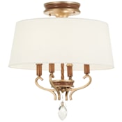Metropolitan Magnolia Manor 4 Light 19" Wide Semi-Flush Ceiling Fixture Pale Gold / Distressed Bronze