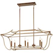Metropolitan Magnolia Manor 6 Light 42" Wide Taper Candle Chandelier Pale Gold / Distressed Bronze