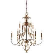 Metropolitan Magnolia Manor 10 Light 33" Wide Taper Candle Style Chandelier Pale Gold / Distressed Bronze