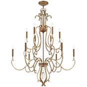 Metropolitan Magnolia Manor 12 Light 42" Wide Taper Candle Style Chandelier Pale Gold / Distressed Bronze