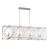 Metropolitan Brenton Cove 8 Light 50" Wide Taper Candle Linear Chandelier Gold Mist / Gold Leaf