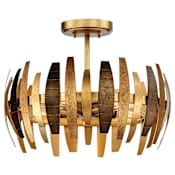 Metropolitan Manitou 5 Light 19" Wide Semi-Flush Drum Ceiling Fixture with Vertical Bars Arbor Gold