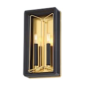 Metropolitan Sable Point 2 Light 17" Tall Wall Sconce Sand Black with Honey Gold Accents