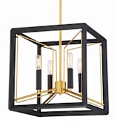 Metropolitan Sable Point 4 Light 14" Wide Taper Candle Pendant Sand Black with Honey Gold Accents