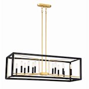 Metropolitan Sable Point 12 Light 38" Wide Taper Candle Linear Chandelier Sand Black with Honey Gold Accents