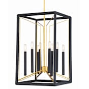 Metropolitan Sable Point 8 Light 16" Wide Taper Candle Pendant Sand Black with Honey Gold Accents