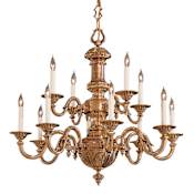 Metropolitan 12 Light 31" Width 2 Tier Candle Style Chandelier from the Metropolitan Collection Antique Classic Brass