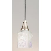 Meyda Tiffany Single Light 5" Wide Mini Pendant with Handmade Shade Clear / Blue Iridescent Clear Frit