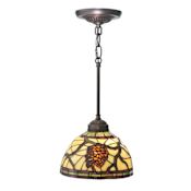 Meyda Tiffany Single Light 8" Wide Mini Pendant with Handmade Shade Bronze