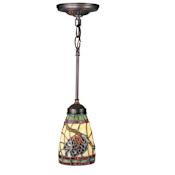 Meyda Tiffany Single Light 5" Wide Mini Pendant with Handmade Shade Antique Bronze