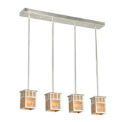 Meyda Tiffany 4 Light 36" Wide Linear Pendant with Handmade Shade Stainless Steel