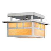 Meyda Tiffany Two Light Down Lighting Flush Mount Outdoor Ceiling Fixture from the Mission Collection Stainless Steel