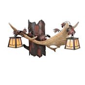 Meyda Tiffany Fallow 24" Wide 2 Light Double Sconce with Mica Glass Shades Redwood