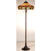 Meyda Tiffany Stained Glass / Tiffany Floor Lamp from the Colonial Tulip Collection Mahogany Bronze