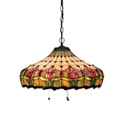Meyda Tiffany Stained Glass / Tiffany Down Lighting Pendant from the Colonial Tulip Collection Mahogany Bronze