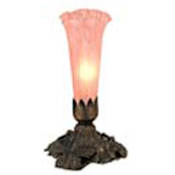 Meyda Tiffany Stained Glass / Tiffany Accent Table Lamp from the Lilies Collection Pink