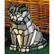 Meyda Tiffany Grey Tabby Cat Stained Glass / Tiffany Specialty Lamp Tiffany Glass