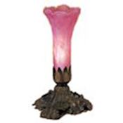 Meyda Tiffany Stained Glass / Tiffany Accent Table Lamp from the Lilies Collection Cranberry