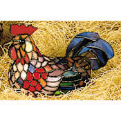 Meyda Tiffany Rooster 9" Wide Stained Glass / Tiffany Specialty Lamp from the Animal Sculptures Collection Tiffany Glass