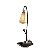 Meyda Tiffany Vintage Lily Stained Glass / Tiffany Desk Lamp from the Lilies Collection Amber