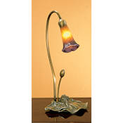 Meyda Tiffany Vintage Lily Stained Glass / Tiffany Desk Lamp from the Lilies Collection Amber/Purple
