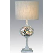 Meyda Tiffany Farmhouse Table Lamp with Stained Glass Dragonfly Accent Nickel