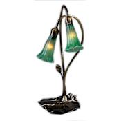 Meyda Tiffany Stained Glass / Tiffany Desk Lamp from the Lilies Collection Green