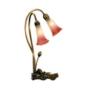 Meyda Tiffany Vintage Lily Stained Glass / Tiffany Desk Lamp from the Lilies Collection Pink / White