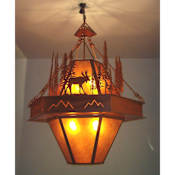 Meyda Tiffany 8 Light 49-1/2" Wide Pendant with Handmade Shade Rust