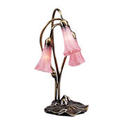 Meyda Tiffany Stained Glass / Tiffany Desk Lamp from the Lilies Collection Pink