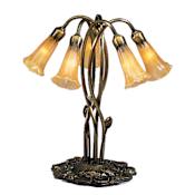 Meyda Tiffany Stained Glass / Tiffany Table Lamp from the Lilies Collection Amber