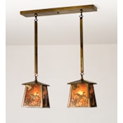Meyda Tiffany 2 Light 24" Wide Linear Pendant with Handmade Shade Antique Copper