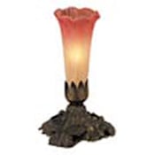 Meyda Tiffany Stained Glass / Tiffany Accent Table Lamp from the Lilies Collection Pink / White