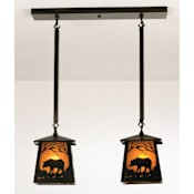 Meyda Tiffany 2 Light 24" Wide Linear Pendant with Handmade Shade Black