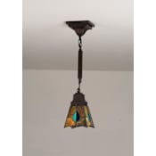 Meyda Tiffany Single Light 5" Wide Mini Pendant with Handmade Shade Mahogany Bronze