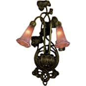 Meyda Tiffany Lilies 11" Wide 2 Light Double Sconce with Art Glass Shades Cranberry