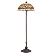 Meyda Tiffany Stained Glass / Tiffany Three Light Floor Lamp Mahogany Bronze