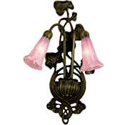 Meyda Tiffany Lilies 11" Wide 2 Light Double Sconce with Art Glass Shades Pink