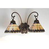 Meyda Tiffany Jeweled Peacock 18" Wide 2 Light Double Sconce with Art Glass Shades Mahogany Bronze