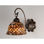 Meyda Tiffany Fishscale 8" Wide 2 Light Wall Sconce with Stained Glass Shade Mahogany Bronze