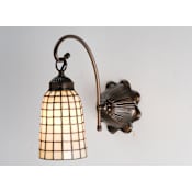 Meyda Tiffany Geometric 6" Wide Single Light Wall Sconce with Art Glass Shade Mahogany Bronze / Beige