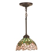 Meyda Tiffany Stained Glass / Tiffany Mini Pendant from the Cabbage Rose Collection Mahogany Bronze