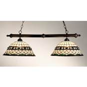 Meyda Tiffany Stained Glass / Tiffany Island / Billiard Fixture from the Roman Collection Green Mahogany Bronze