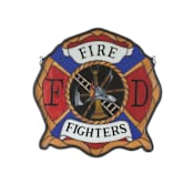 Meyda Tiffany Tiffany Stained Glass Firefighter's Window Pane from the Fireman's Shield Collection Brass