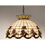 Meyda Tiffany Stained Glass / Tiffany Down Lighting Pendant from the Roseborders Collection Mahogany Bronze