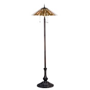 Meyda Tiffany Stained Glass / Tiffany Three Light Floor Lamp Mahogany Bronze